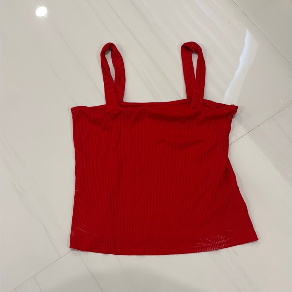 Anthropologie Red Fitted Crop Tank Top
